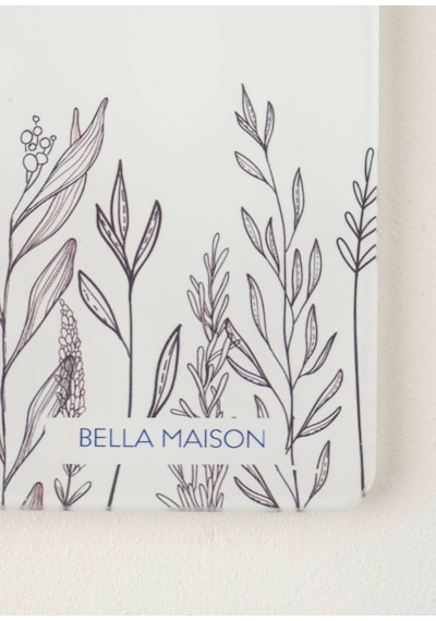 Bella Maison Botanique Cam Kesme Tahtası Beyaz 35x25 Cm Beyaz