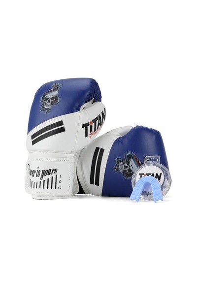 Titan Sport Mavi Beyaz Yılan Kurukafa Boks Eldiveni 2'li Set Çok Renkli
