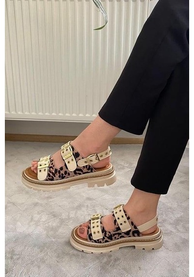Asmi Shoes Kadın Simya Bej Leopar Çift Bantlı Kapsül Detaylı Kalın Taban Ortopedik Sandalet Bej Leopar Bej Asmi Shoes Kadın Simya Bej Leopar Çift Bantlı Kapsül Detaylı Kalın Taban Ortopedik Sandalet Bej Leopar Bej