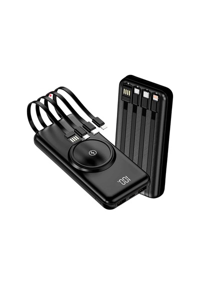 Mey İthalat Kablosuz Çoklu Şarj Girişli 10.000 Mah Kablolu Powerbank Taşınabilir Çok Renkli