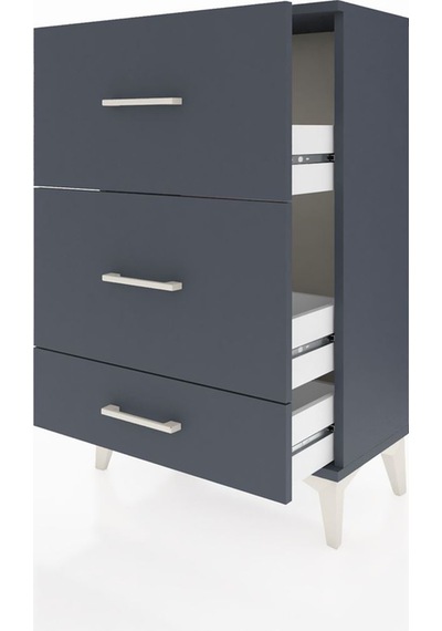 Arges Komodin 3 Çekmeceli 60x30x96 Antrasit-antrasit Antrasit