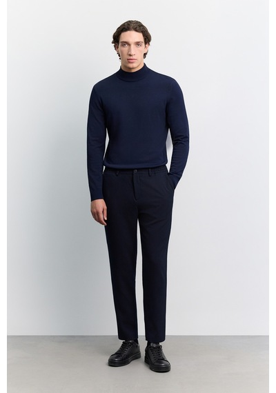 Avva Erkek Lacivert Yan Cepli Gofre Beli Lastikli Slim Fit Lastikli Pantolon A62y3203