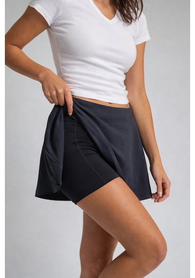 Soft&Basic Kadın Curve Büyük Beden Scuba Kumaş Sporcu Taytlı Şort Etek - Tenis Eteği Antrasit Soft&Basic Kadın Curve Büyük Beden Scuba Kumaş Sporcu Taytlı Şort Etek - Tenis Eteği Antrasit