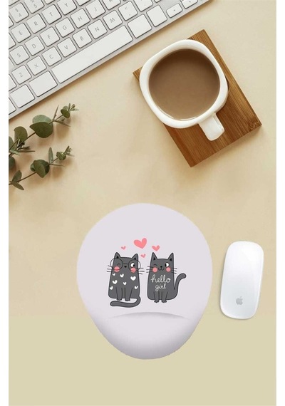 Aşık Kediler Desenli Bilek Destekli Mouse Pad Mousepad