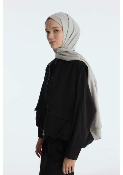 Mirsoy Scarf İpeksi Jakar Şal Sarmaşık Desen Gri
