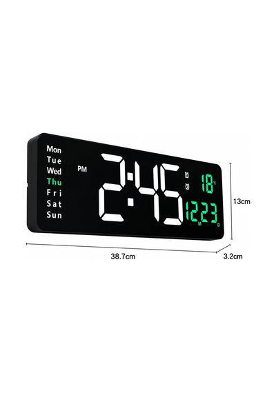Kumandalı Led Dijital Duvar Saati Büyük Ekran 39 Cm / Geri Sayım Timer, Çift Alarm, Sıcaklık &amp Tarih Gösterg Diğer