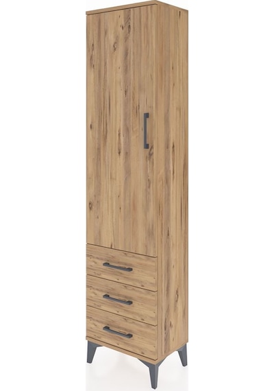 Arges Dolap Tek Raflı Tek Kapaklı Tek Askılı 44x30x182 Antrasit-çam Atlas Çam