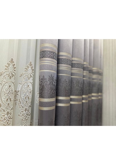 Nivemeshome Ft632255 V-5422 Antakya Gri 1/3 Sık Pileli Fon Perde Apm Gri