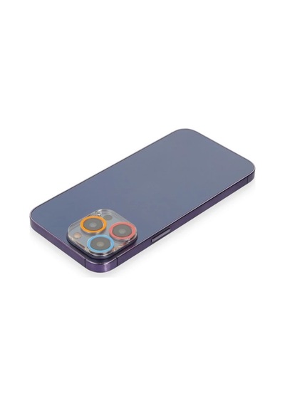 Apple İphone 13 Pro Max Uyumlu Renkli Kamera Lens Koruma Cam - Pembe-mavi