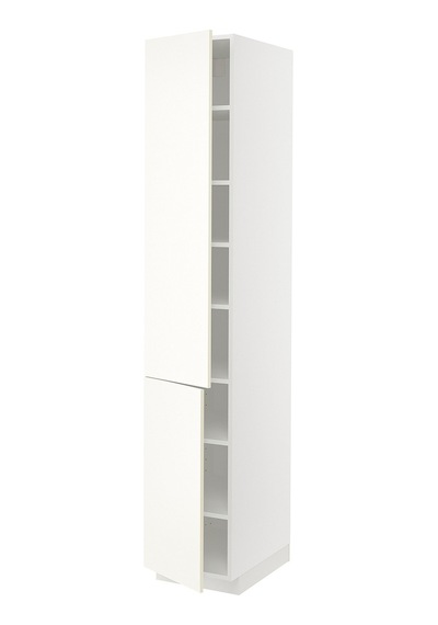Mutfak Boy Dolabı, Vallstena Beyaz, 40x60x220 Cm, 2 Kapaklı Ve 6 Raflı