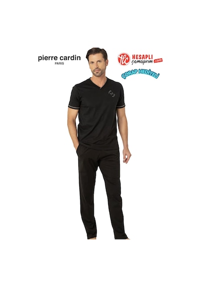 Pierre Cardin Paris Premium Erkek V Yaka Cepli %100 Pamuklu Penye Rahat Kalıp Kısa Kollu Pijama Takım Siyah Pierre Cardin Paris Premium Erkek V Yaka Cepli %100 Pamuklu Penye Rahat Kalıp Kısa Kollu Pijama Takım Siyah