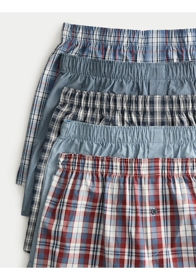 Marks & Spencer 5'li Pamuklu Boxer Seti T14003962 Mavi Mix