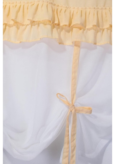 Cotton Maison Country Style Potlu Perde, 220 X 200, 4690, Sarı Çok Renkli
