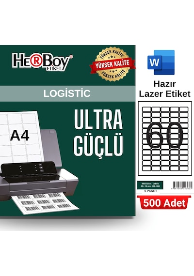 Herboy Hb-1360 33 X 19 Mm A4 Laser Etiket 500 Adet
