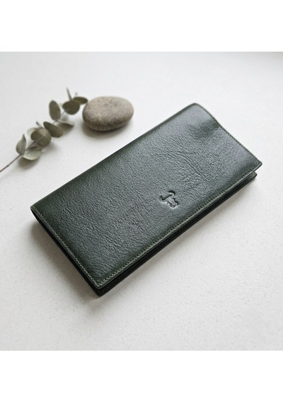 Passtell %100 Hakiki Deri Unisex Model Telefon Koymalı Büyük Boy Cüzdan Ve El Portföyü 19,5 9,5 Cm Yeşil