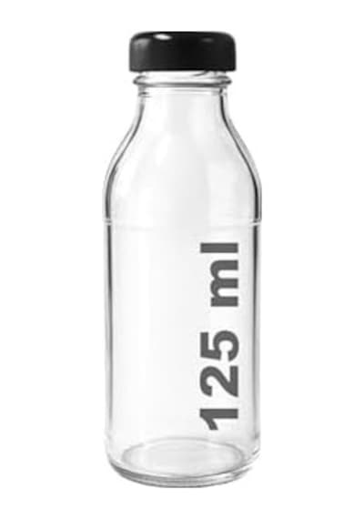 Afracam 125 Ml Şeffaf Derin Siyah Metal Kapaklı Cam Şişe 125 Cc Meşrubat Şişesi Deep 6 Adet 7009