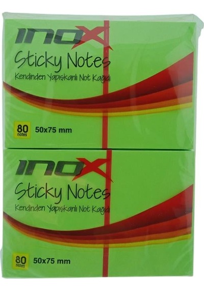 İnox Post-it 50x75 Fosforlu Yeşil 80 Yaprak 12'li Paket