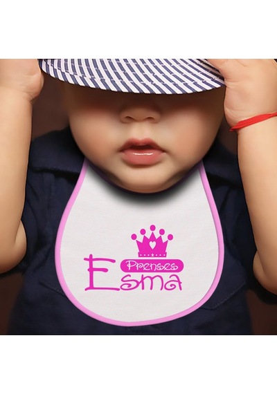 Kişiye Özel Mama Önlüğü Pembe - Beyaz 4
