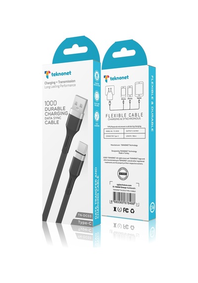 Teknonet TN-DC03 Plastik 100 CM Type-C Şarj Ve Data Kablo