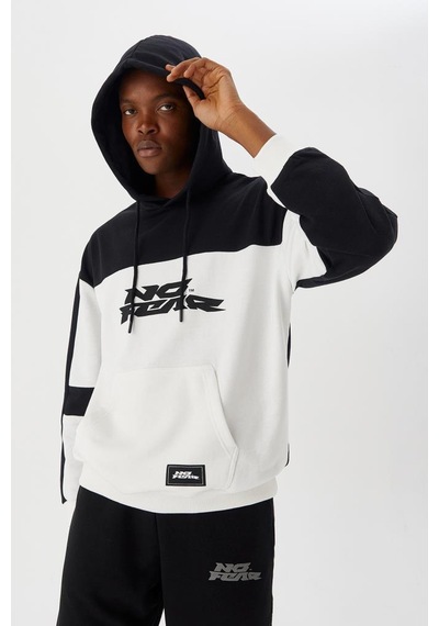 No Fear Erkek Sweatshirt Kapüşonlu Siyah Beyaz M500272