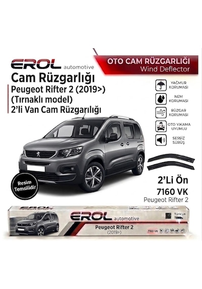 Peugeot Rifter 2019 Tırnaklı Model 2'li Ön Mugen Cam Rüzgarlığı Siyah
