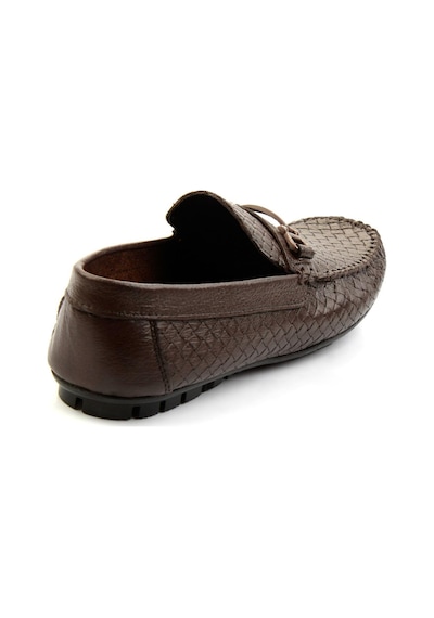 Bambi Kahve Baskılı Hakiki Deri Erkek Loafer Ayakkabı E01623202003 Kahve