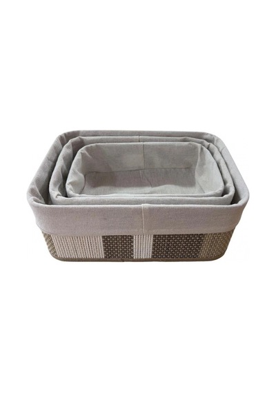 Cooker Dikdörtgen Sepet Seti 3'lü 30x20x12 Cm Gri