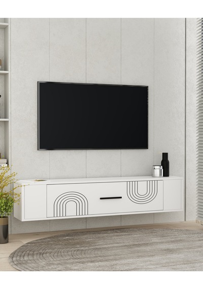 Aredamct Duvara Montaj Tv Sehpası Beyaz-gümüş Beyaz-gümüş