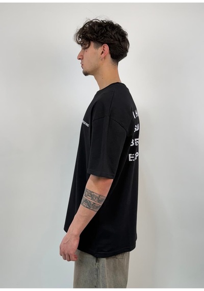 Zaee Expensive Taste Baskılı Oversize Tişört Siyah