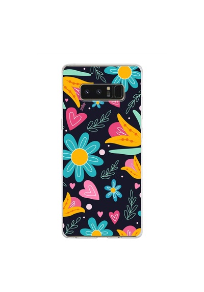 Samsung Galaxy Note 8 İle Uyumlu 1mm Slim Fit Retro Colors 1 Baskılı Şeffaf Kılıf Şeffaf