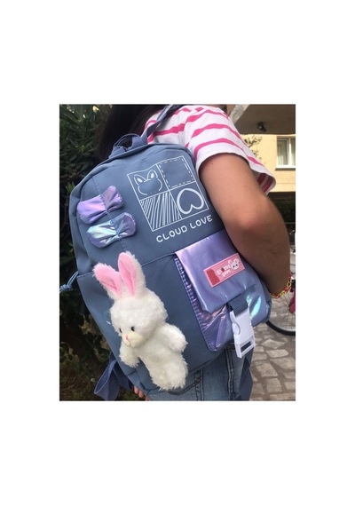Kore Model Anaokulu Sırt Çantası Mavi Çok Renkli