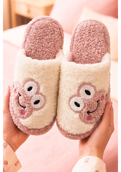 Kadın Kurbağa Figürlü Peluş Ev Terliği Kapalı Burun Arkası Açık Yumuşak Sıcak Kışlık Konforlu Panduf Pembe Kadın Kurbağa Figürlü Peluş Ev Terliği Kapalı Burun Arkası Açık Yumuşak Sıcak Kışlık Konforlu Panduf Pembe