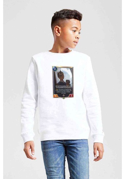 Tshirthane Cazadores De Magos Baskılı Unisex Çocuk Beyaz Sweatshirt Beyaz