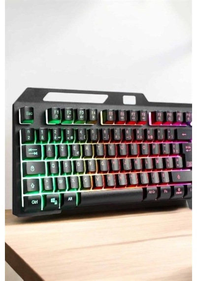 Led Işıklı Oyuncu Klavye Usb Girişli Rgb Işıklı Q Klavye Mouse  Optik
