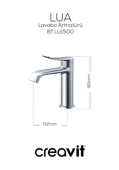 Creavit Lua Lavabo Banyo Eviye Bataryası 3'lü Set LU1500-LU2500-LU8500 Krom