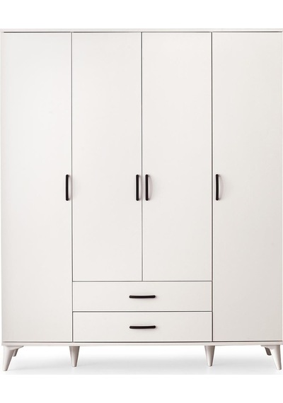 Kumsal 4 Kapılı 2 Çekmeceli Gardrop Elbise Dolabı 160x48x195cm 001