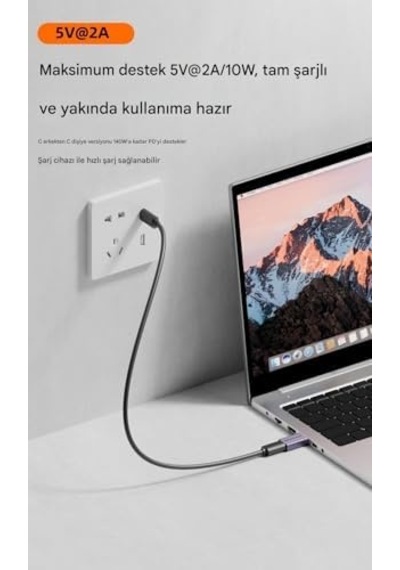 Type-c To Type-c Data Blocker - Veri Engelleyici Mor Otgbc