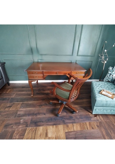 Throne Fransız Still Çekmeceli Ahşap Çalışma Masası 75x160 Açık Ceviz