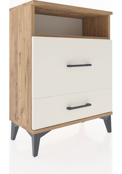 Arges Komodin Tek Raflı 2 Çekmeceli 60x30x80 Çam-aytaşı Çam