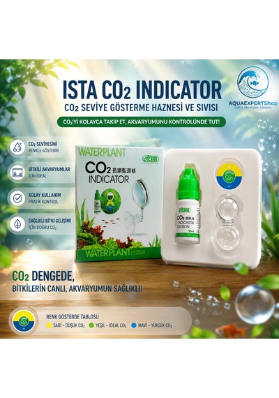 Ista Akvaryum Co₂ İndikatör Test Seti Cam Drop Checker + Co₂ Gösterge Solüsyonu Bitkili Akvaryum Karbondioksit Takip Aparatı