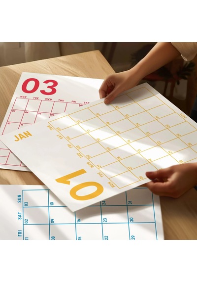 2027 Aylık Planlayıcı Duvar Takvimi, 33x48 Cm & A4 Poster Takvim, Organizer Takvim, Gökkuşağı Renkle Çok Renkli