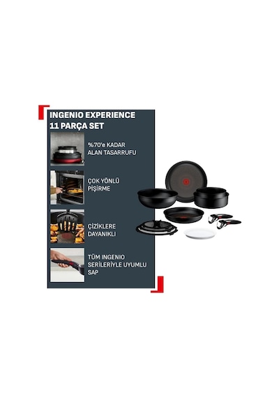 Tefal Ingenio Experience Fusion Core 9x Büyük Tava Ve Tencere Seti 11 Parça Siyah