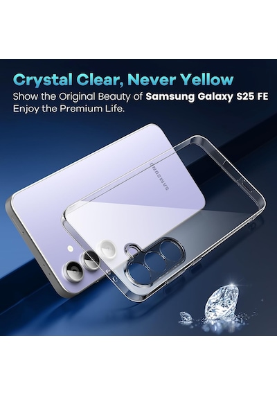 Samsung Galaxy Uyumlu S25 Fe Kılıf Kamera Korumalı Yumuşak Şeffaf Silikon + 9h Ekran Koruyucu Cam Şeffaf