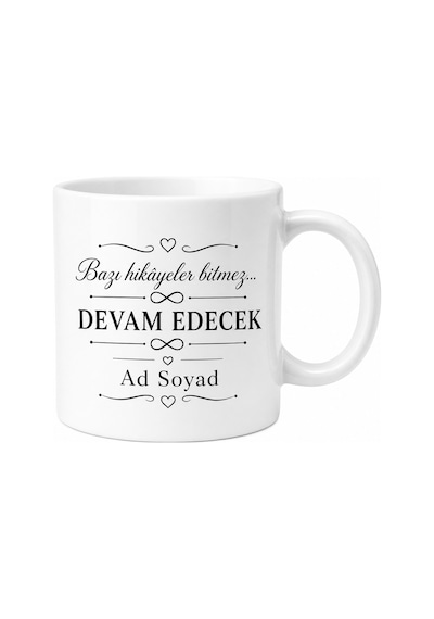 İsme Özel Devam Edecek Yazılı Kupa Bardak Hediye Özel Tasarım Beyaz / Çok Renkli