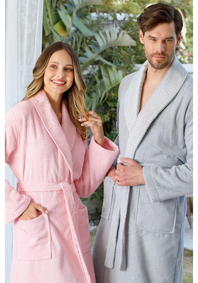 Özdilek Camellia Happy Aile Bornoz Seti Gri Pembe