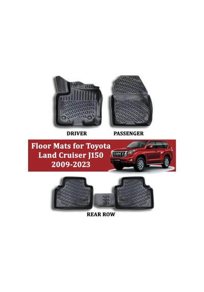 Toyota Land Cruiser Prado J150 2009-2023 İçin Paspas,3d Havuzlu,1. Ve 2. Sıra Ve Arka ,siyah
