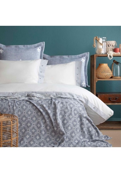 Apricitas Home Serenity Florans Çift Kişilik Yatak Örtülü Nevresim Takımı Beyaz