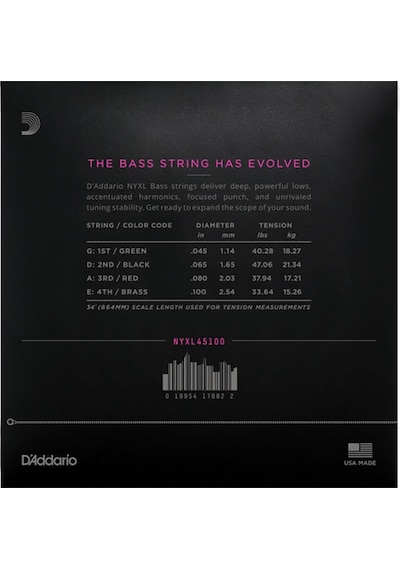 D'addario Nyxl45100. Set Long Scale. Regular Light. 45-100 Takım