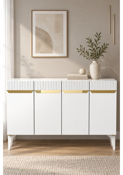 Ka1244bg Duma Konsol Beyaz-gold 120cm Beyaz - Gold