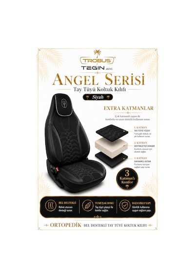 Seat Leon 2005 Ve Sonrası Uyumlu Angel Serisi Tay Tüyü Koltuk Kılıfı Siyah